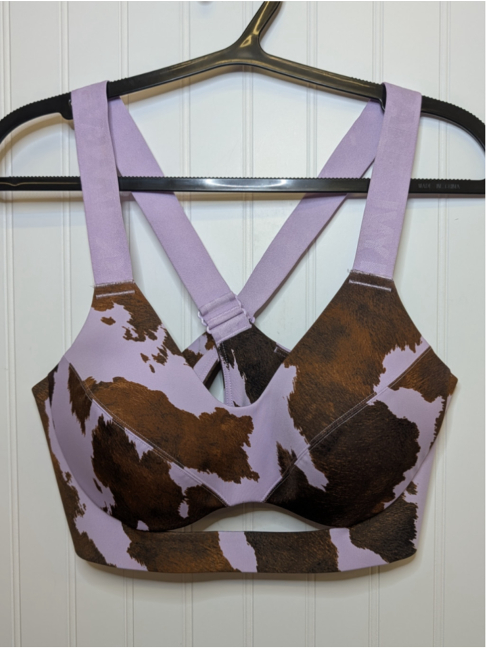 adidas x Ivy Park Cow Print Cutout Sports Bra Rodeo Collection Lilac Small